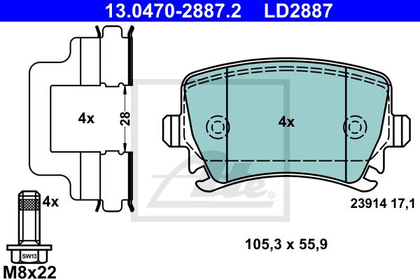 BALATAS TRASERAS CERAMICA 8213 D1108