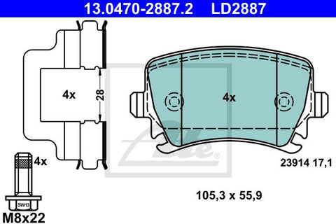 BALATAS TRASERAS CERAMICA 8213 D1108